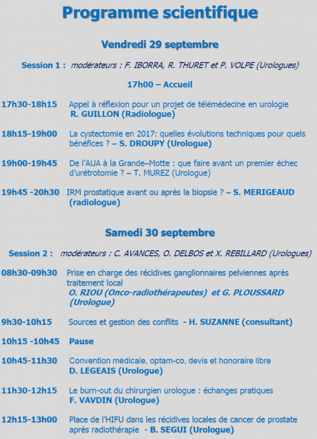 congres urologie programme scientifique 2017